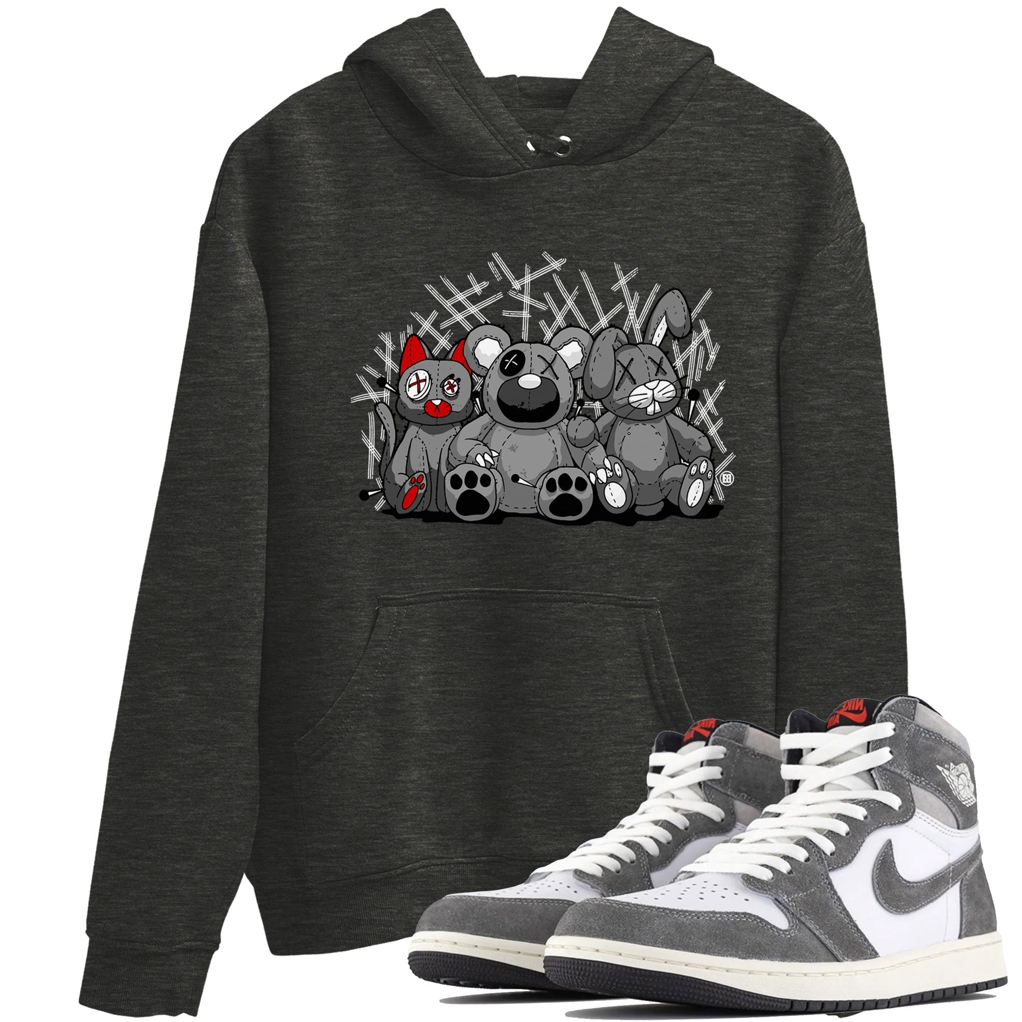 Air Jordan 1 Washed Heritage Sneaker Match Tees Animal Homies Streetwear Sneaker Shirt Air Jordan 1 Washed Heritage Shirts Unisex Shirts Charcoal Heather 1