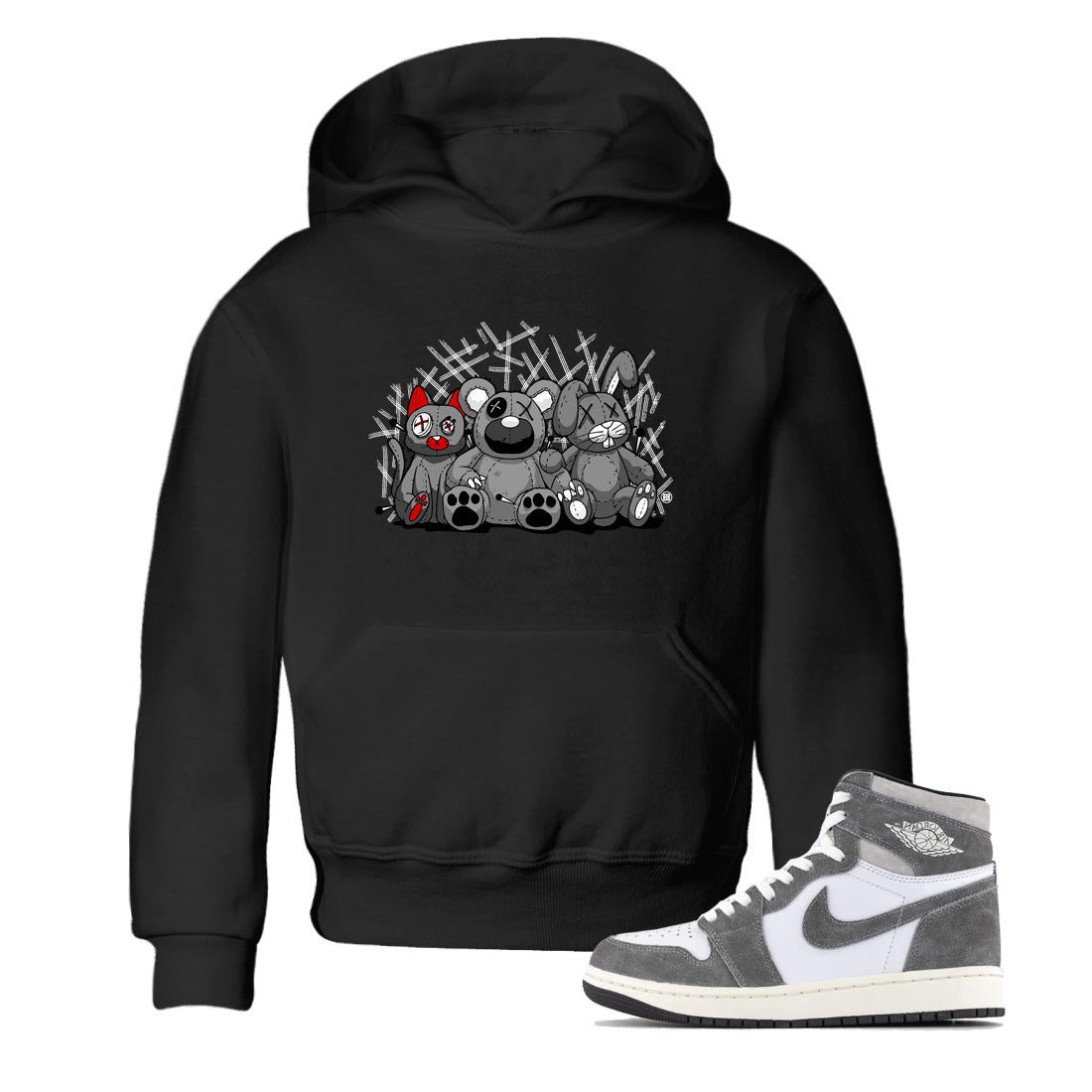 Air Jordan 1 Washed Heritage Sneaker Match Tees Animal Homies Streetwear Sneaker Shirt Air Jordan 1 Washed Heritage Shirts Kids Shirts Black 1