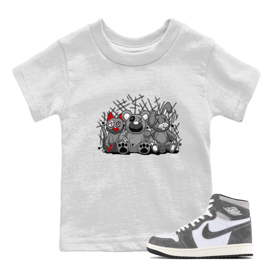 Air Jordan 1 Washed Heritage Sneaker Match Tees Animal Homies Streetwear Sneaker Shirt Air Jordan 1 Washed Heritage Shirts Kids Shirts White 1