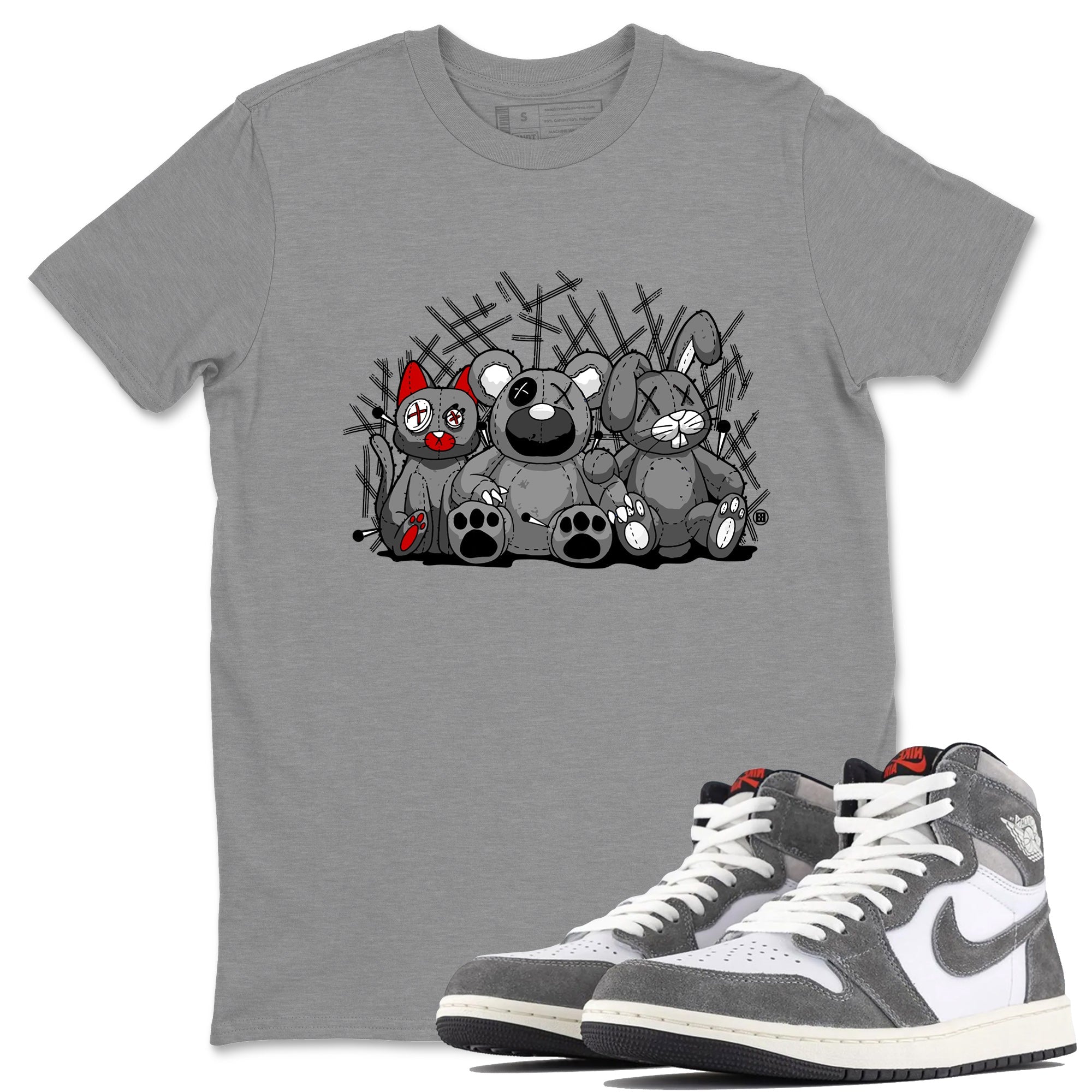 Air Jordan 1 Washed Heritage Sneaker Match Tees Animal Homies Streetwear Sneaker Shirt Air Jordan 1 Washed Heritage Shirts Unisex Shirts Heather Grey 1