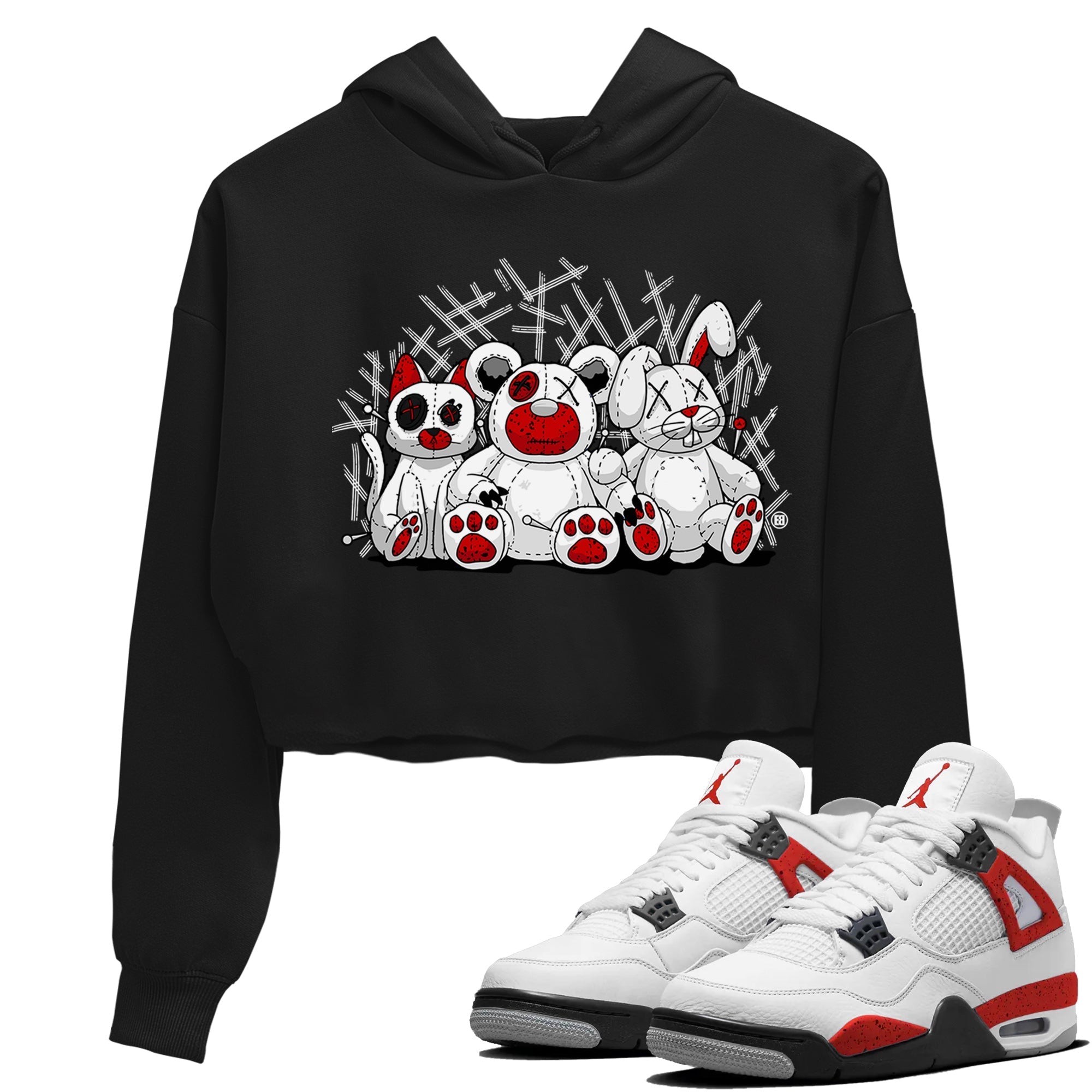 Air Jordan 4 Red Cement Sneaker Match Tees Animal Homies Streetwear Sneaker Shirt AJ4 Red Cement Tee Women's Shirts Black 1