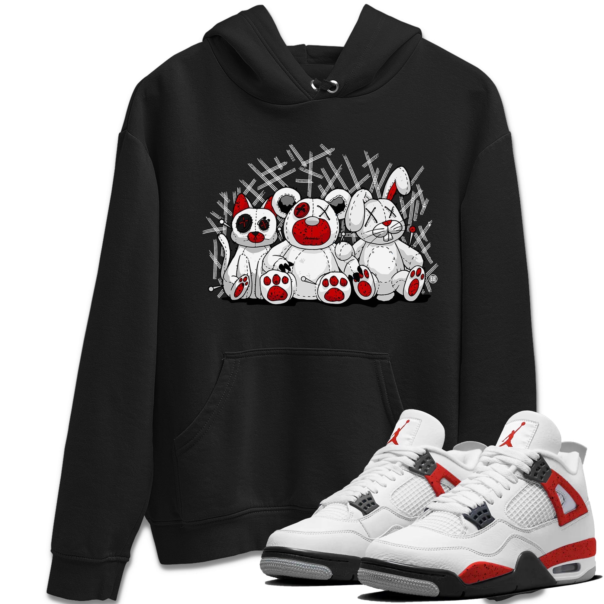 Air Jordan 4 Red Cement Sneaker Match Tees Animal Homies Streetwear Sneaker Shirt AJ4 Red Cement Tee Unisex Shirts Black 1