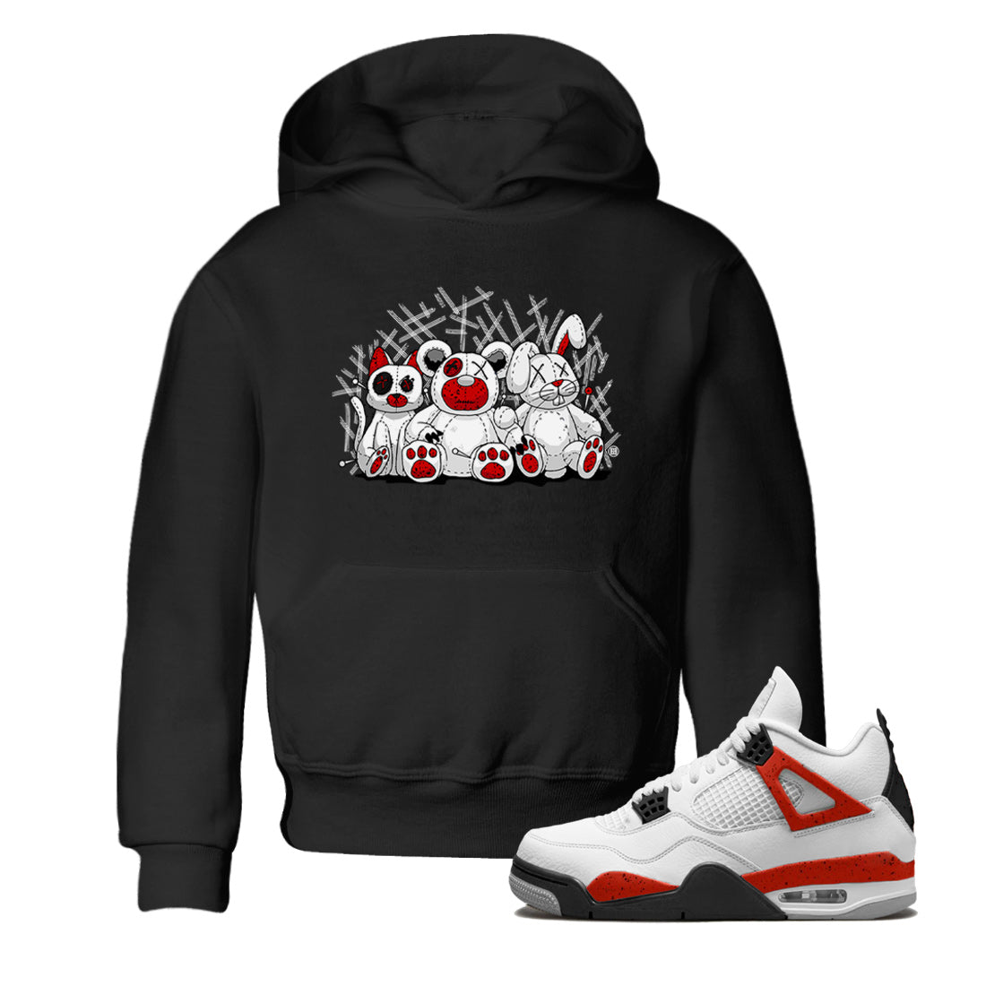 Air Jordan 4 Red Cement Sneaker Match Tees Animal Homies Streetwear Sneaker Shirt AJ4 Red Cement Tee Kids Shirts Black 1