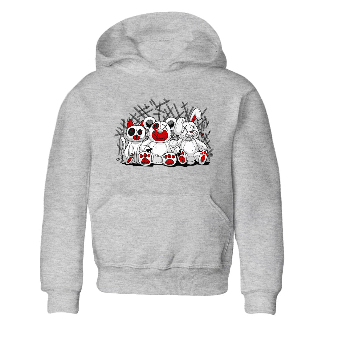 Air Jordan 4 Red Cement Sneaker Match Tees Animal Homies Streetwear Sneaker Shirt AJ4 Red Cement Tee Kids Shirts Heather Grey 2