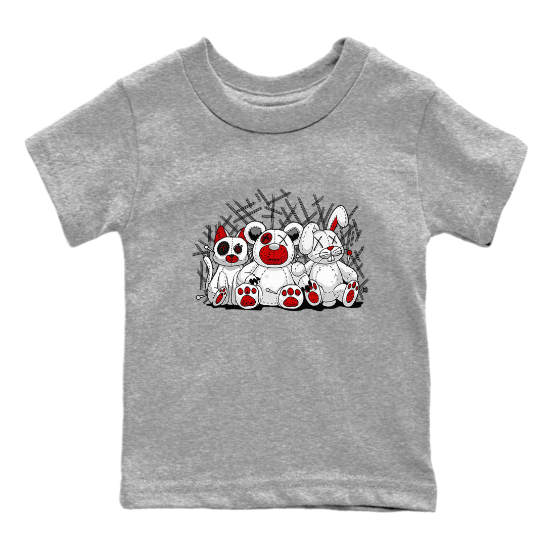 Air Jordan 4 Red Cement Sneaker Match Tees Animal Homies Streetwear Sneaker Shirt AJ4 Red Cement Tee Kids Shirts Heather Grey 2