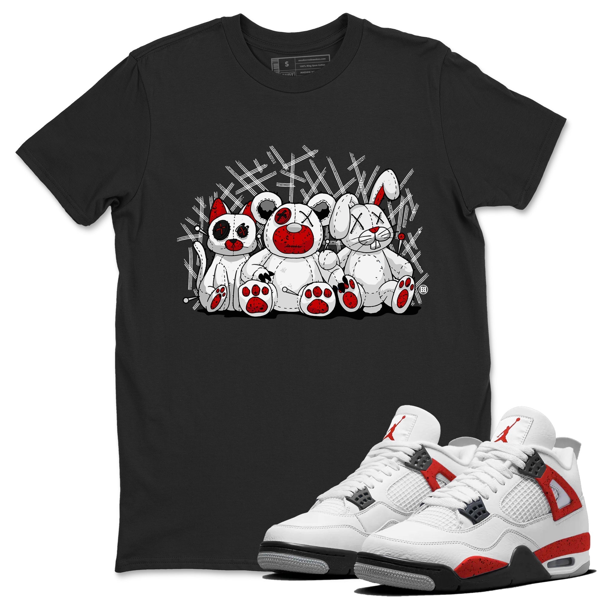 Air Jordan 4 Red Cement Sneaker Match Tees Animal Homies Streetwear Sneaker Shirt AJ4 Red Cement Tee Unisex Shirts Black 1