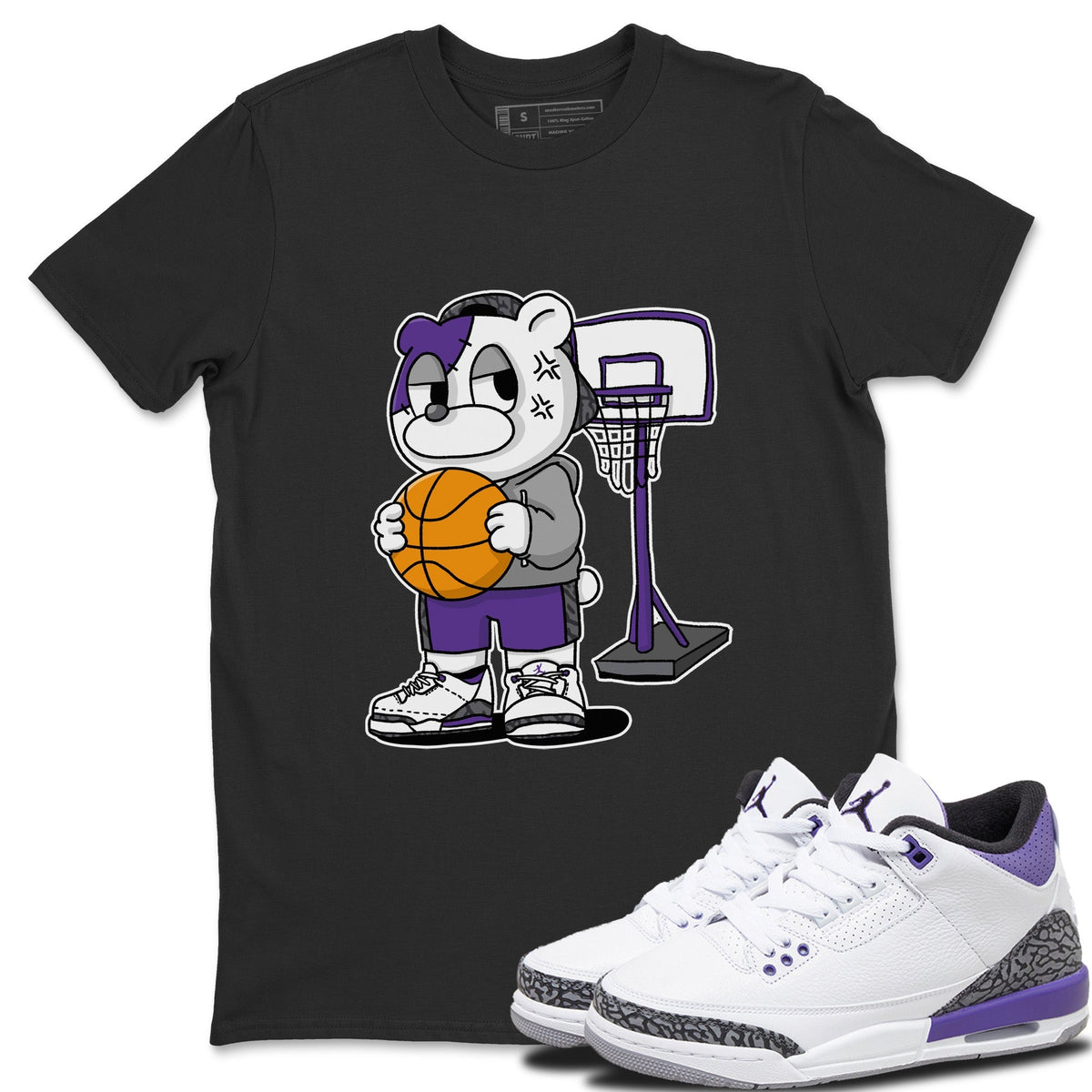 Jordan 3 Dark Iris Sneaker Matching T-Shirt Annoyed Bear Sneaker Tees Jordan 3 Dark Iris Sneaker Release Tees Crew Neck Tees