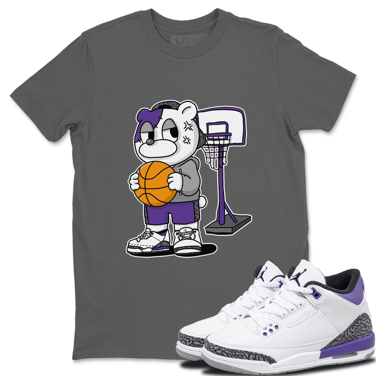 Jordan 3 Dark Iris Sneaker Matching T-Shirt Annoyed Bear Sneaker Tees Jordan 3 Dark Iris Sneaker Release Tees Crew Neck Tees