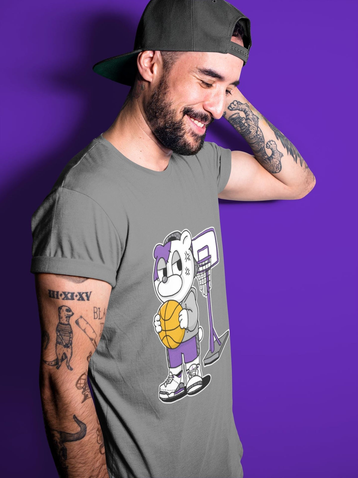 Jordan 3 Dark Iris Sneaker Matching T-Shirt Annoyed Bear Sneaker Tees Jordan 3 Dark Iris Sneaker Release Tees Crew Neck Tees