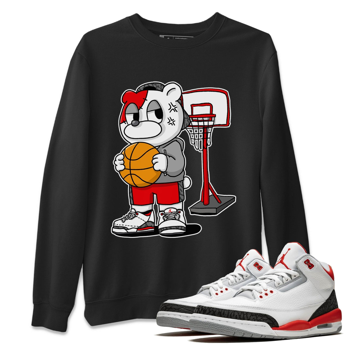 Jordan 3 Fire Red Sneaker Matching T-Shirt Annoyed Bear Sneaker Tees Jordan 3 Fire Red Sneaker Release Tees Crew Neck Tees