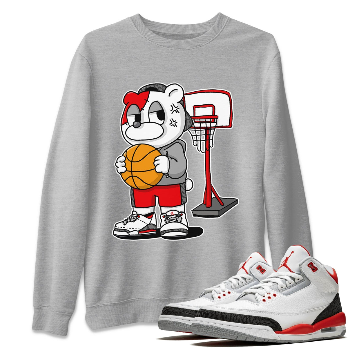 Jordan 3 Fire Red Sneaker Matching T-Shirt Annoyed Bear Sneaker Tees Jordan 3 Fire Red Sneaker Release Tees Crew Neck Tees