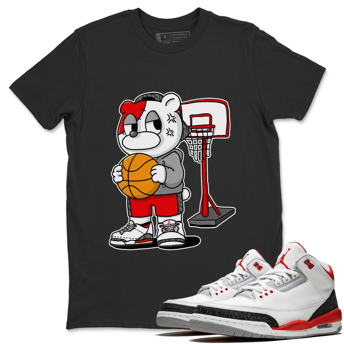 Jordan 3 Fire Red Sneaker Matching T-Shirt Annoyed Bear Sneaker Tees Jordan 3 Fire Red Sneaker Release Tees Crew Neck Tees