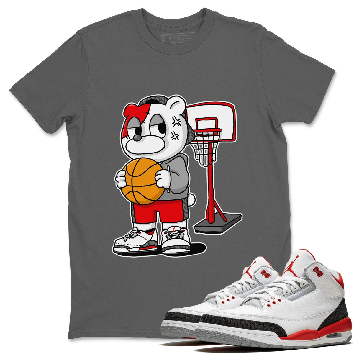 Jordan 3 Fire Red Sneaker Matching T-Shirt Annoyed Bear Sneaker Tees Jordan 3 Fire Red Sneaker Release Tees Crew Neck Tees