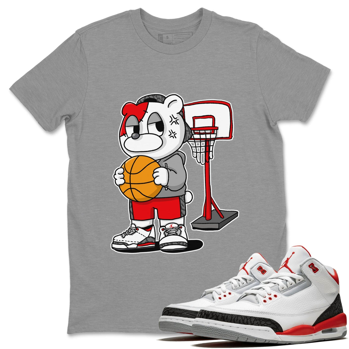 Jordan 3 Fire Red Sneaker Matching T-Shirt Annoyed Bear Sneaker Tees Jordan 3 Fire Red Sneaker Release Tees Crew Neck Tees