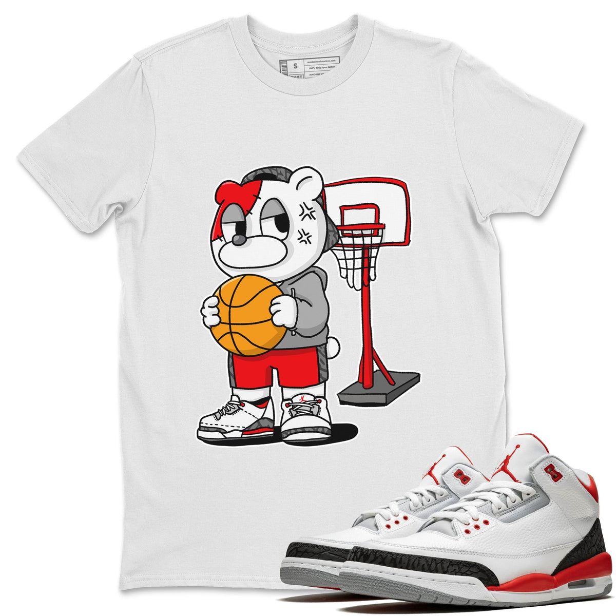 Jordan 3 Fire Red Sneaker Matching T-Shirt Annoyed Bear Sneaker Tees Jordan 3 Fire Red Sneaker Release Tees Crew Neck Tees
