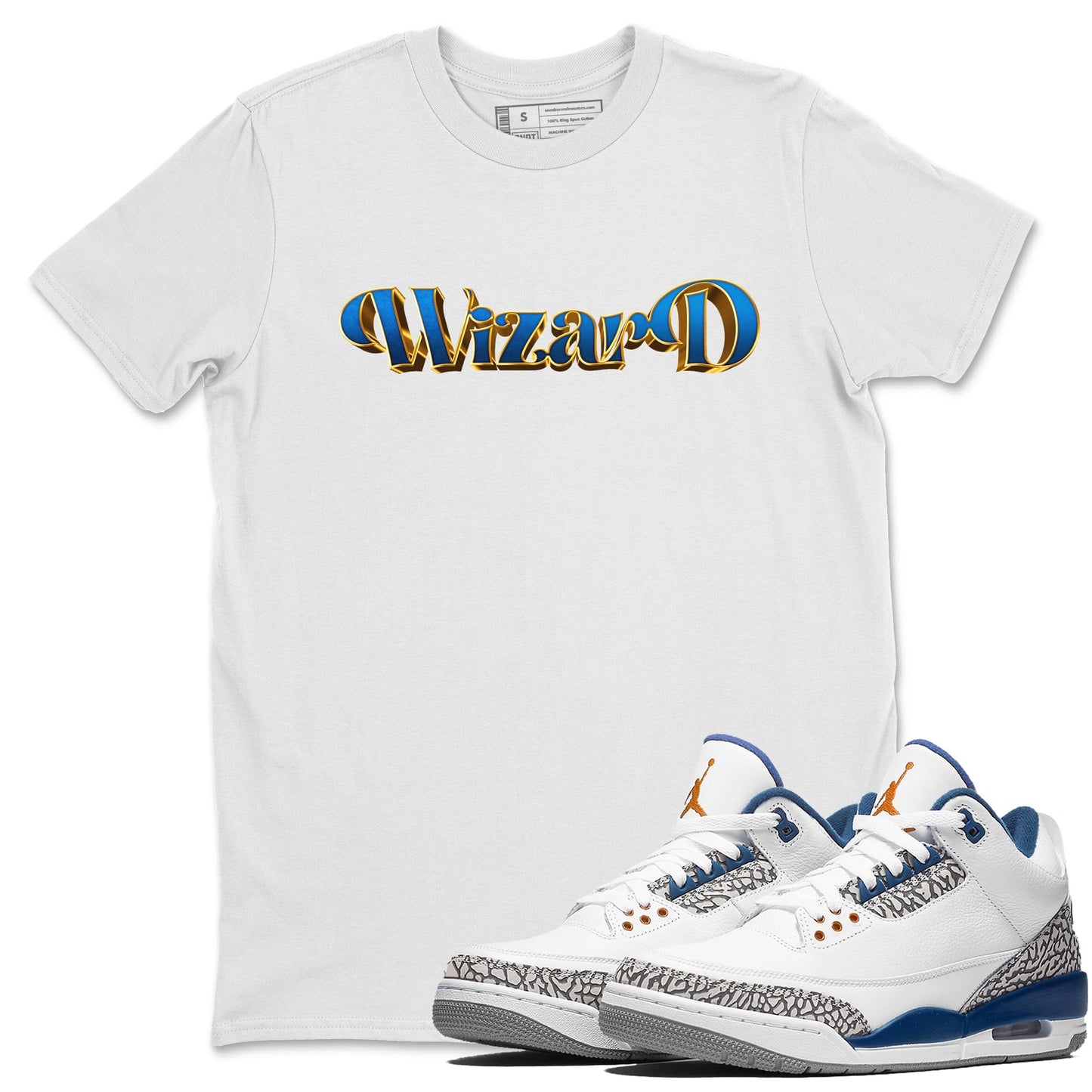 Air Jordan 3 Wizards Sneaker Match Tees Antique Typo Sneaker Tees AJ3 Wizards Drip Gear Zone Unisex Shirts White 1