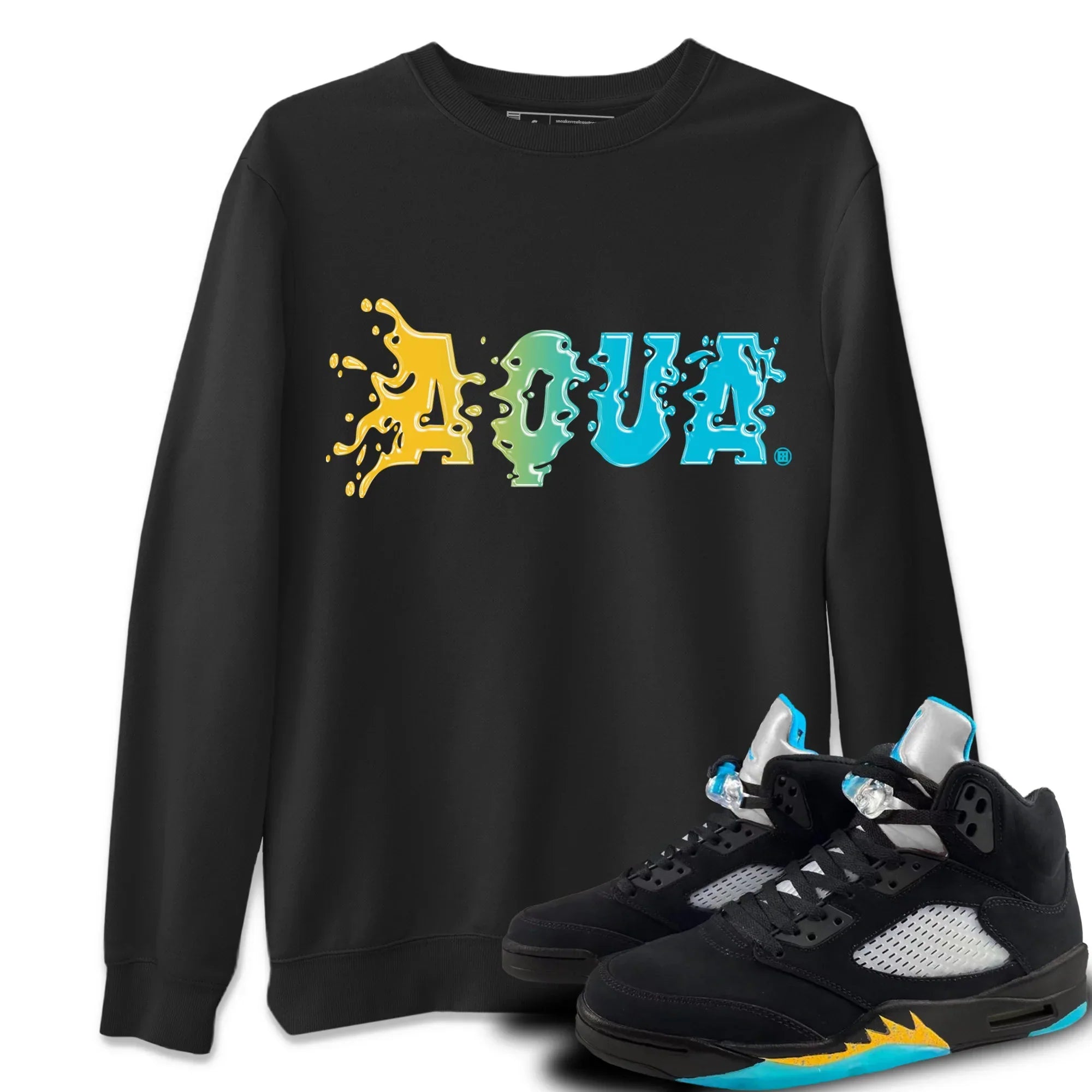 Jordan 5 Aqua Sneaker Matching T-Shirt Aqua Sneaker Tees Jordan 5 Aqua Sneaker Release Tees Crew Neck Tees