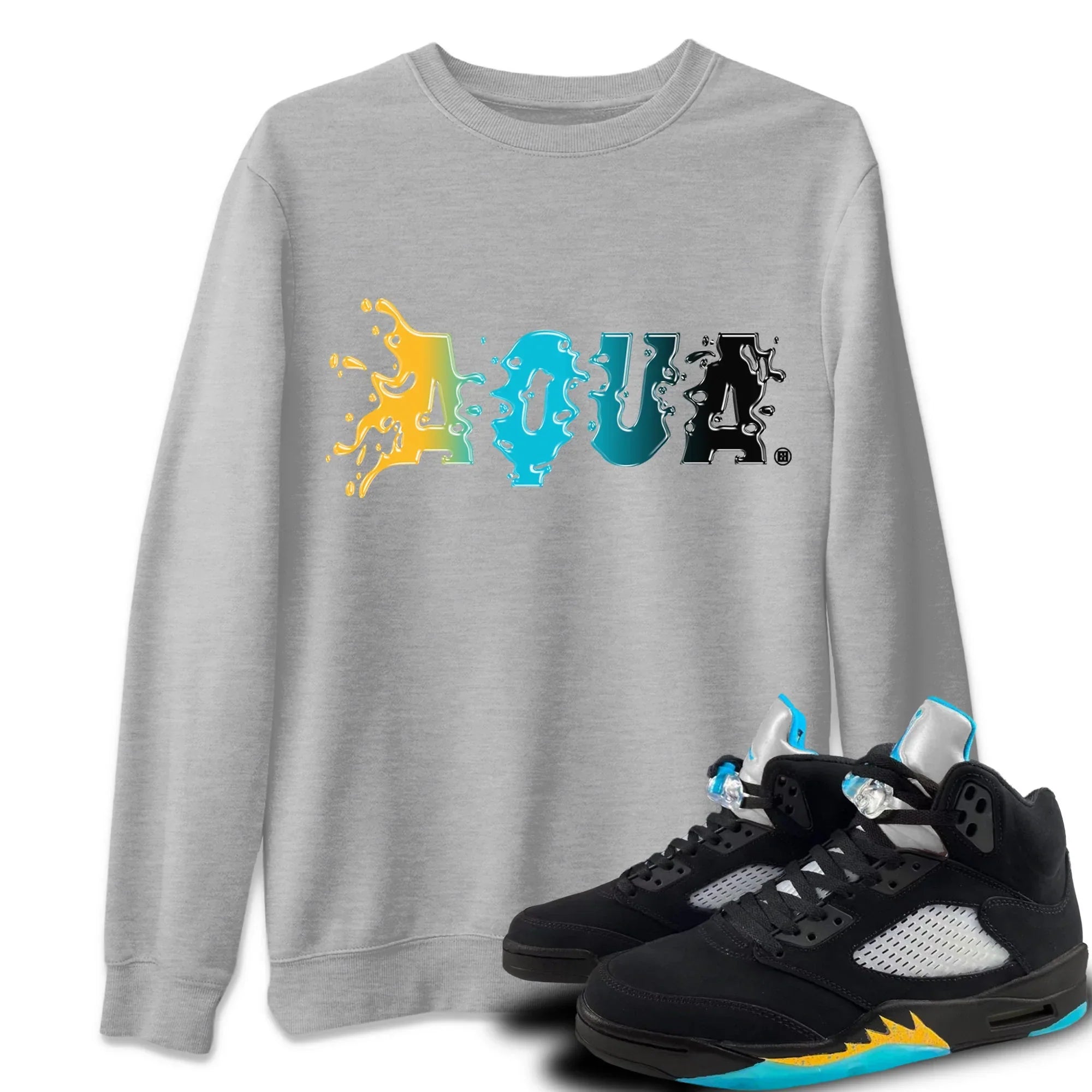 Jordan 5 Aqua Sneaker Matching T-Shirt Aqua Sneaker Tees Jordan 5 Aqua Sneaker Release Tees Crew Neck Tees