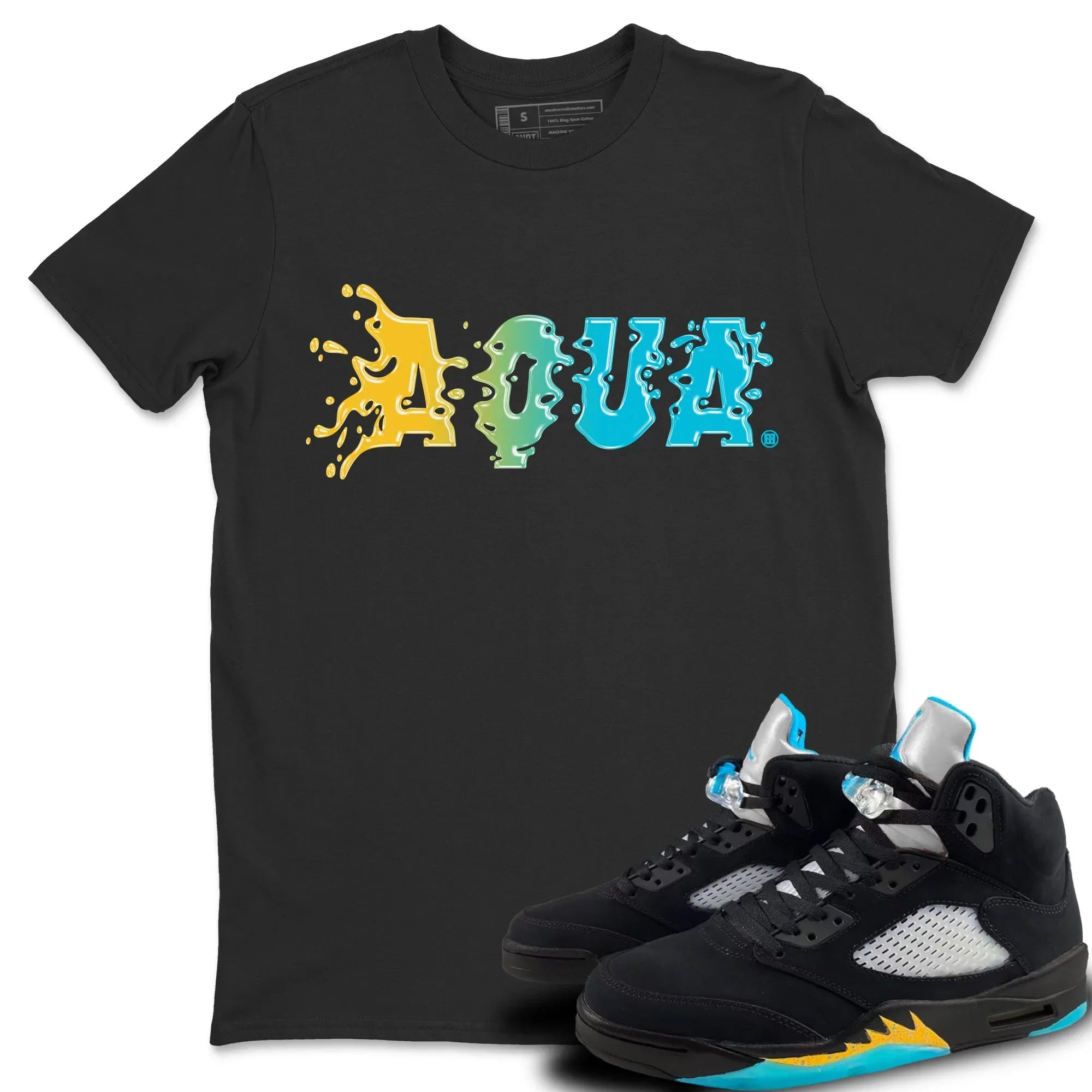 Jordan 5 Aqua Sneaker Matching T-Shirt Aqua Sneaker Tees Jordan 5 Aqua Sneaker Release Tees Crew Neck Tees