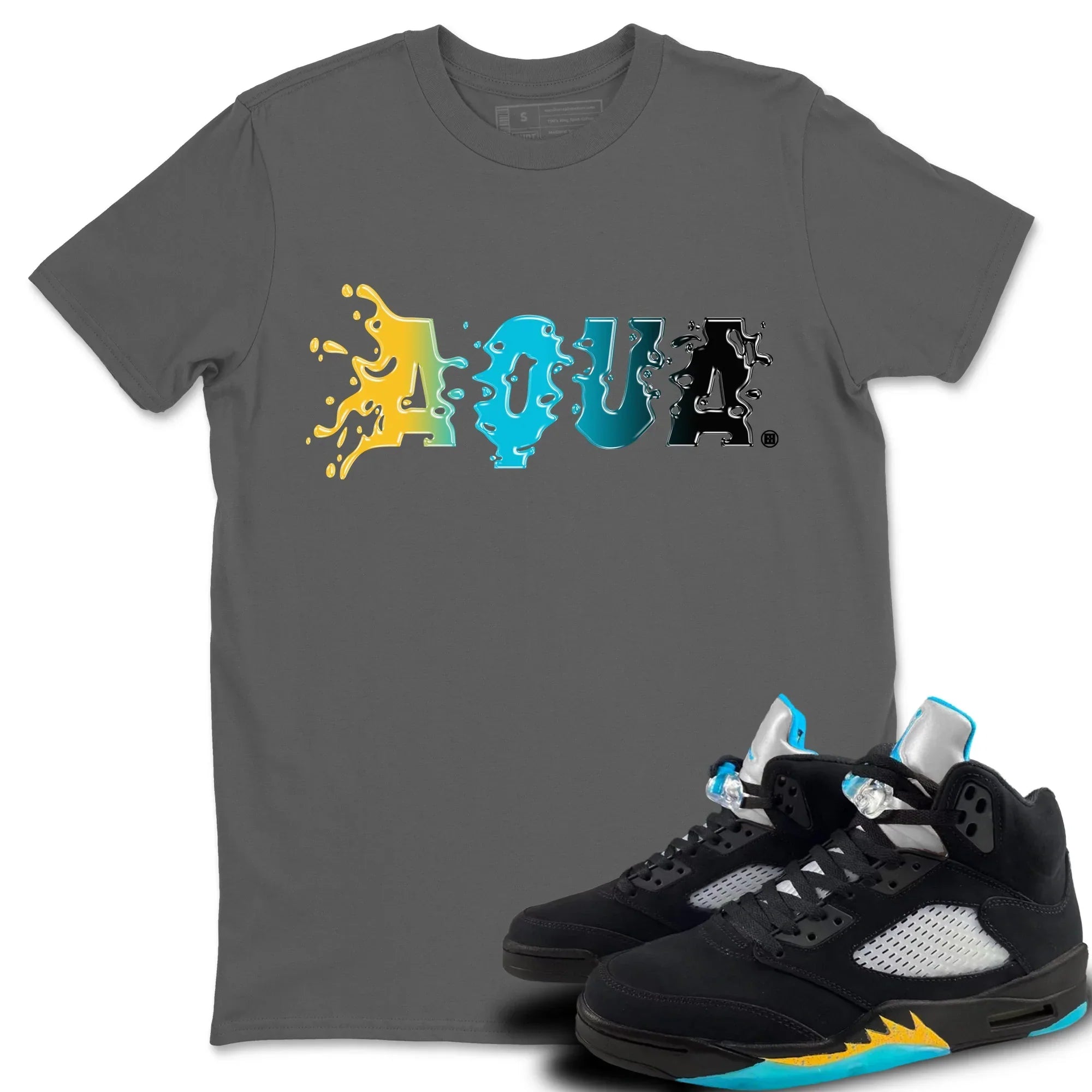 Jordan 5 Aqua Sneaker Matching T-Shirt Aqua Sneaker Tees Jordan 5 Aqua Sneaker Release Tees Crew Neck Tees