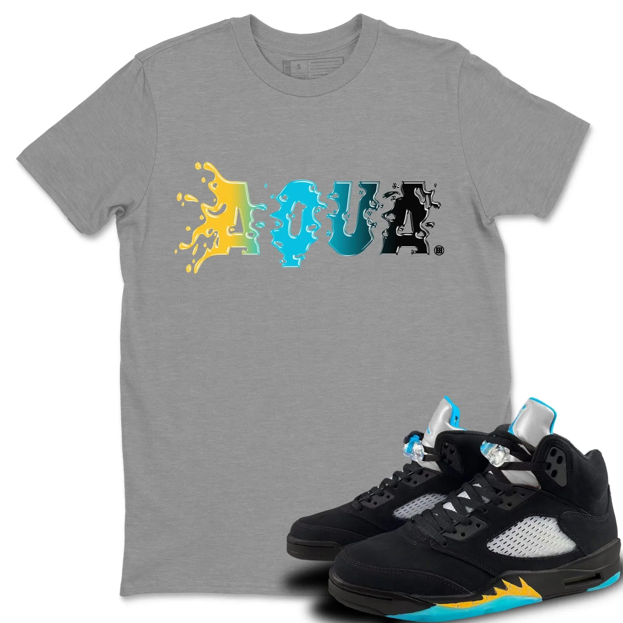 Jordan 5 Aqua Sneaker Matching T-Shirt Aqua Sneaker Tees Jordan 5 Aqua Sneaker Release Tees Crew Neck Tees