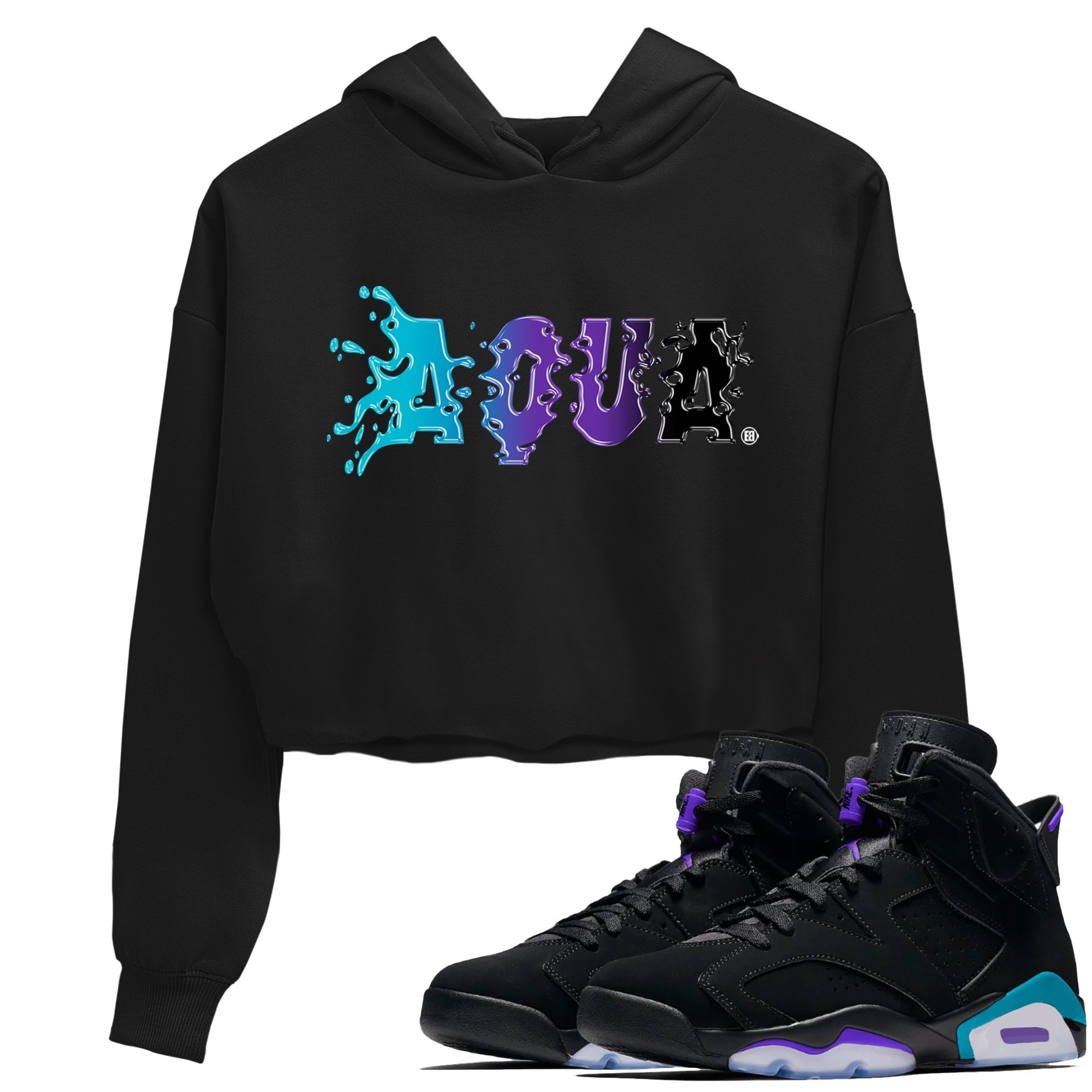 Air Jordan 6 Aqua Sneaker Match Tees Aqua Sneaker Tees AJ6 Aqua Sneaker Release T-Shirt Women's Shirts Black 1