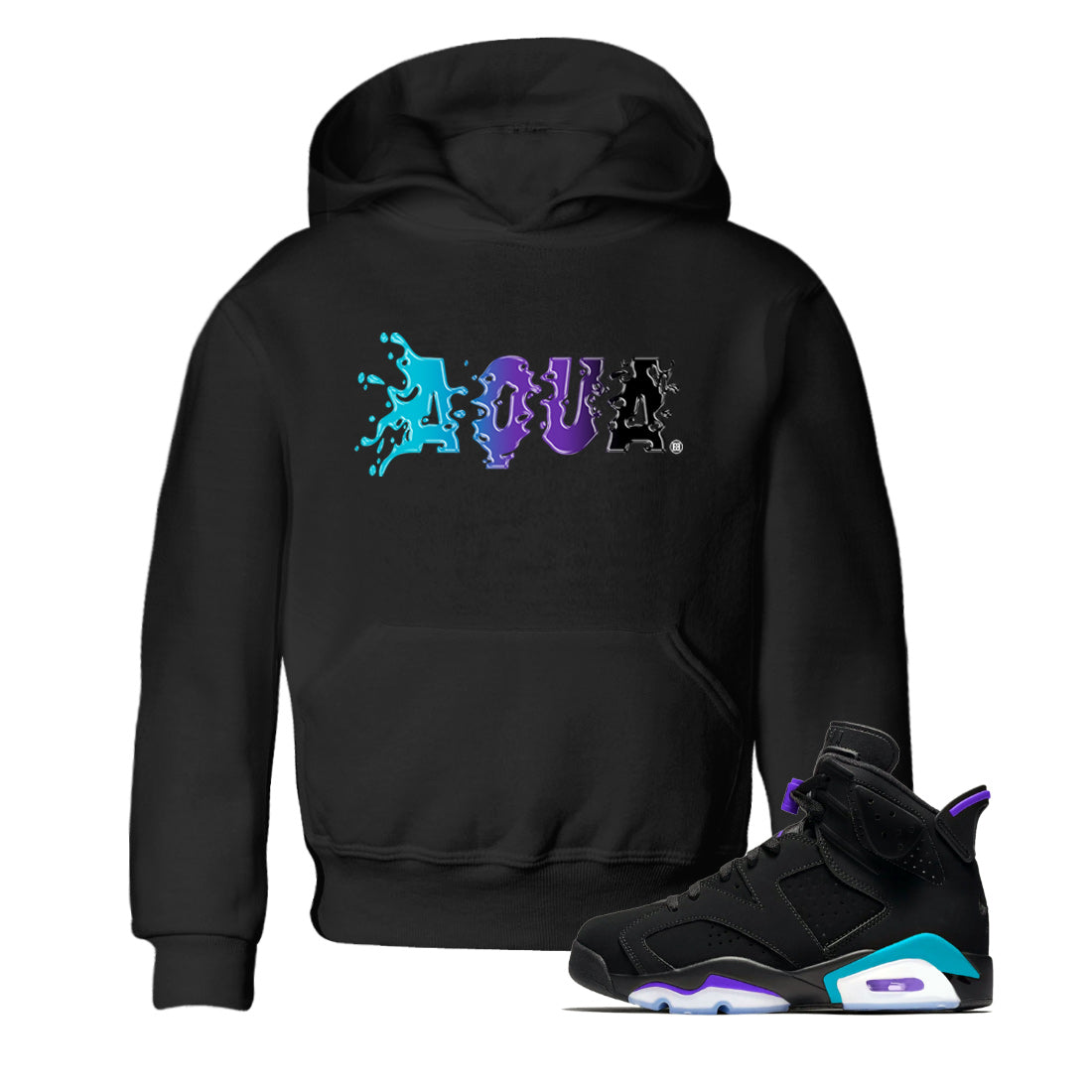 Air Jordan 6 Aqua Sneaker Match Tees Aqua Sneaker Tees AJ6 Aqua Sneaker Release T-Shirt Kids Shirts Black 1