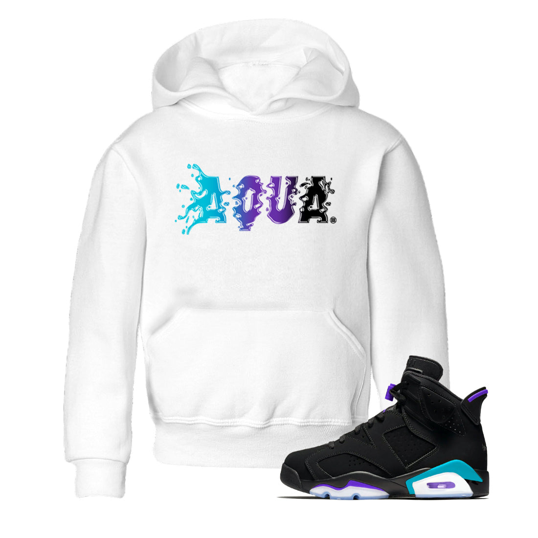 Air Jordan 6 Aqua Sneaker Match Tees Aqua Sneaker Tees AJ6 Aqua Sneaker Release T-Shirt Kids Shirts White 1