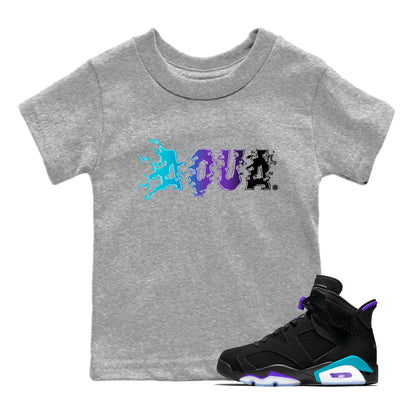 Air Jordan 6 Aqua Sneaker Match Tees Aqua Sneaker Tees AJ6 Aqua Sneaker Release T-Shirt Kids Shirts Heather Grey 1