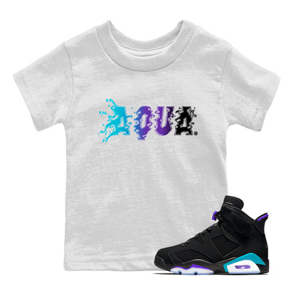 Air Jordan 6 Aqua Sneaker Match Tees Aqua Sneaker Tees AJ6 Aqua Sneaker Release T-Shirt Kids Shirts White 1