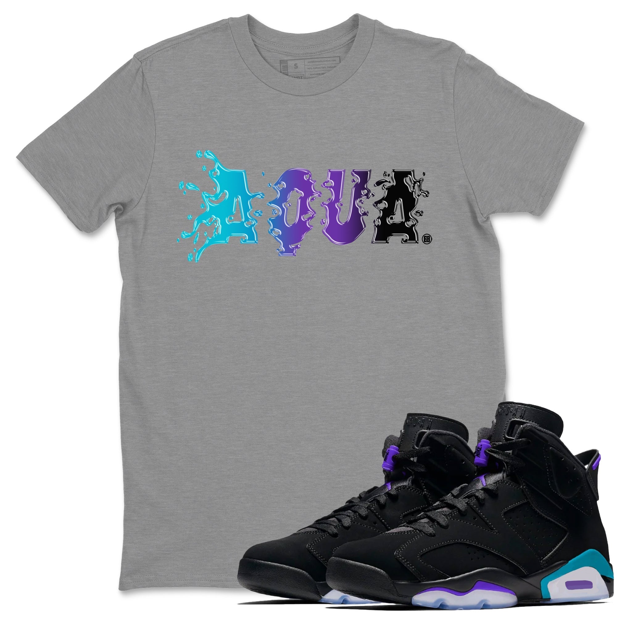 Air Jordan 6 Aqua Sneaker Match Tees Aqua Sneaker Tees AJ6 Aqua Sneaker Release T-Shirt Unisex Shirts Heather Grey 1