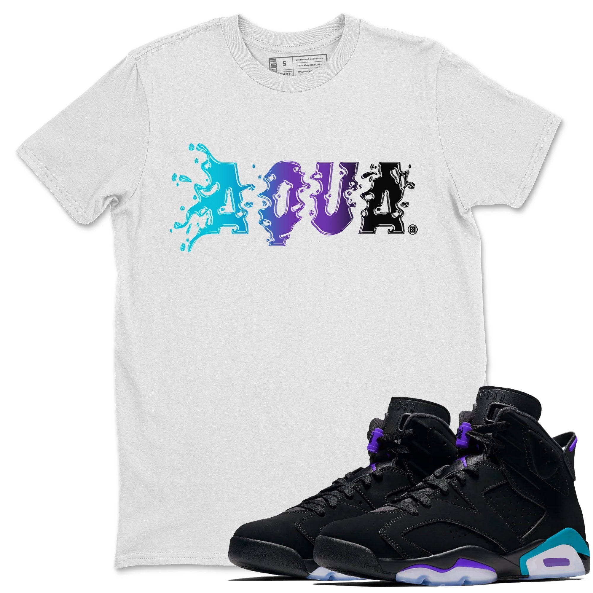 Air Jordan 6 Aqua Sneaker Match Tees Aqua Sneaker Tees AJ6 Aqua Sneaker Release T-Shirt Unisex Shirts White 1