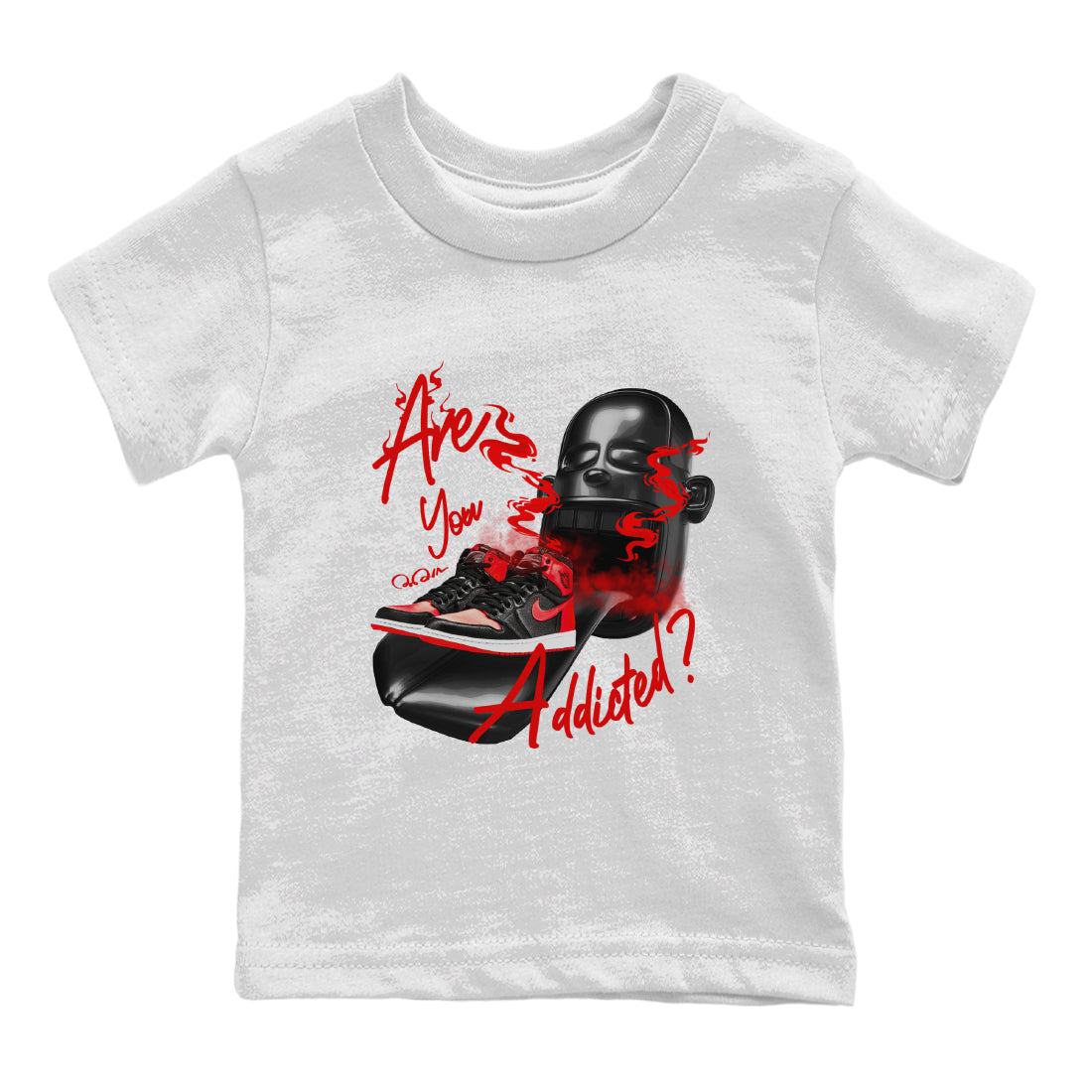 Air Jordan 1 Satin Bred Sneaker Match Tees Are You Addicted Streetwear Sneaker Shirt AJ1 Satin Bred Sneaker Release Tees Kids Shirts White 2