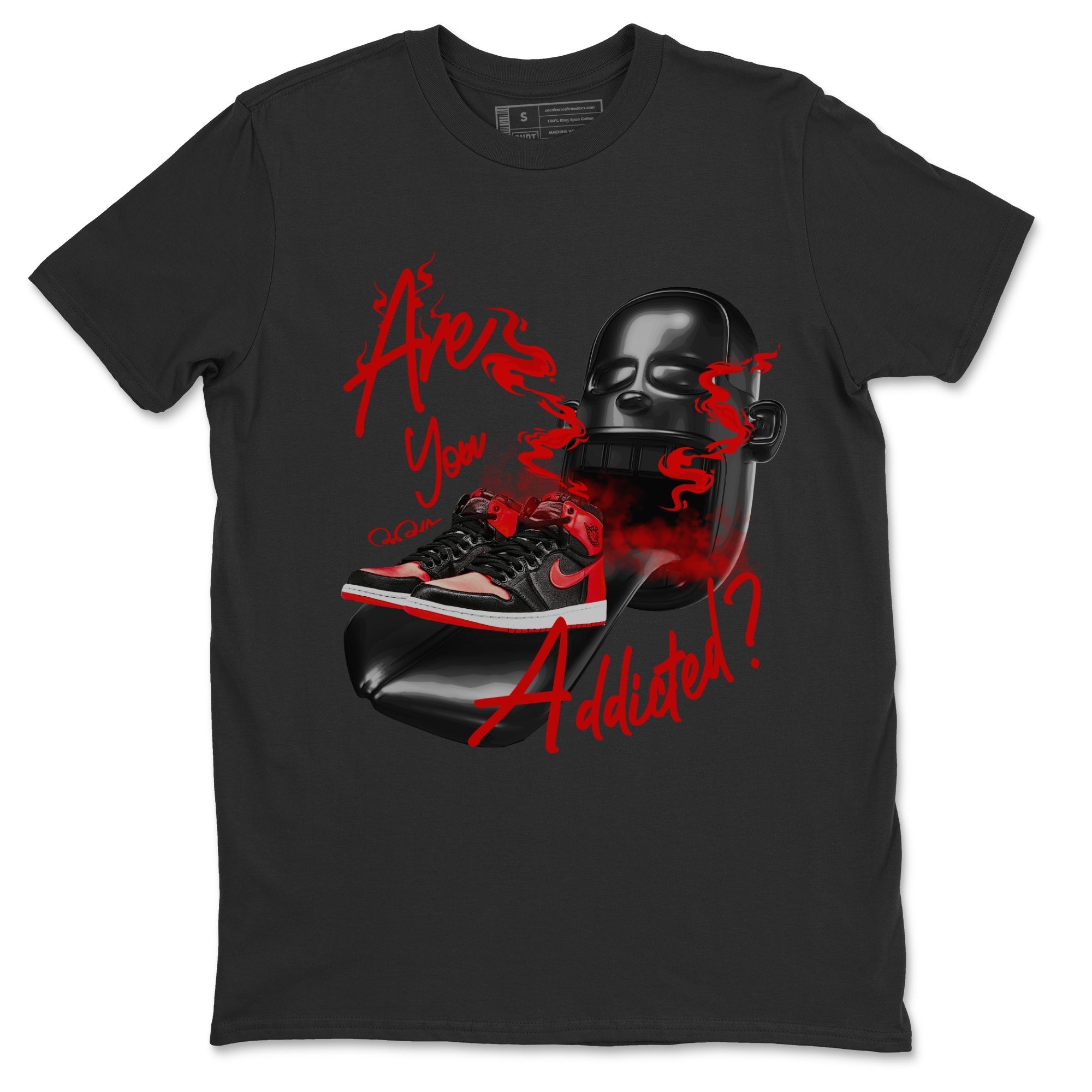 Air Jordan 1 Satin Bred Sneaker Match Tees Are You Addicted Streetwear Sneaker Shirt AJ1 Satin Bred Sneaker Release Tees Unisex Shirts Black 2