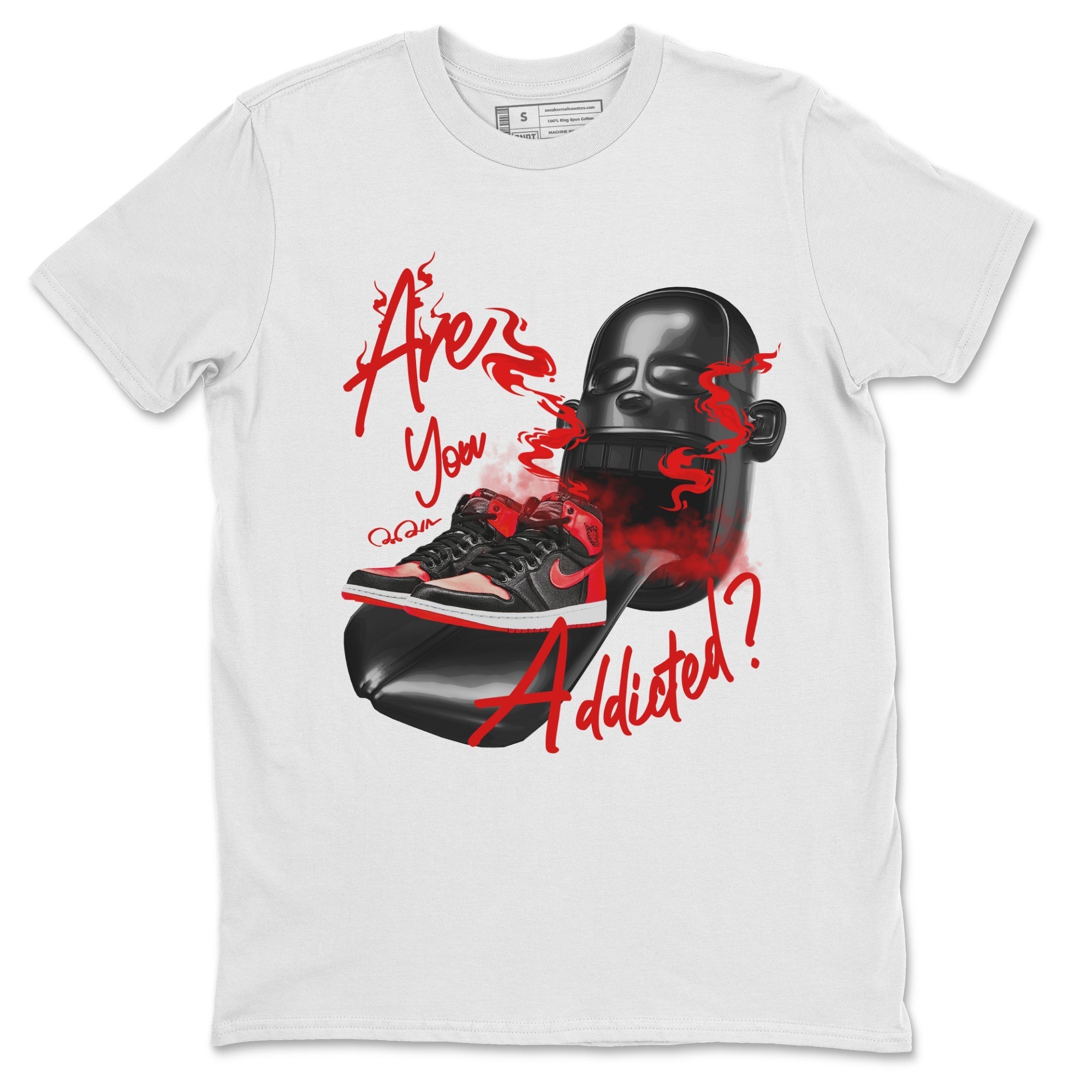 Air Jordan 1 Satin Bred Sneaker Match Tees Are You Addicted Streetwear Sneaker Shirt AJ1 Satin Bred Sneaker Release Tees Unisex Shirts White 2