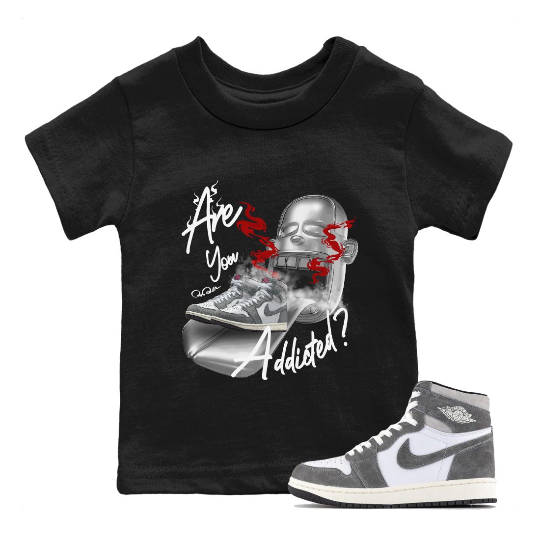 Air Jordan 1 Washed Heritage Sneaker Match Tees Are You Addicted Streetwear Sneaker Shirt AJ1 Washed Heritage Sneaker Release Tees Kids Shirts Black 1