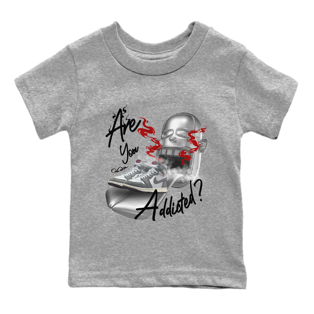 Air Jordan 1 Washed Heritage Sneaker Match Tees Are You Addicted Streetwear Sneaker Shirt AJ1 Washed Heritage Sneaker Release Tees Kids Shirts Heather Grey 2