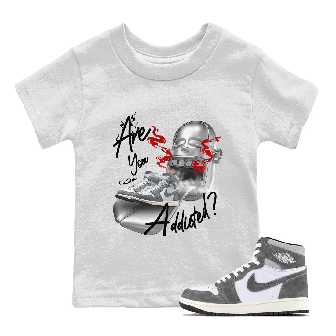 Air Jordan 1 Washed Heritage Sneaker Match Tees Are You Addicted Streetwear Sneaker Shirt AJ1 Washed Heritage Sneaker Release Tees Kids Shirts White 1