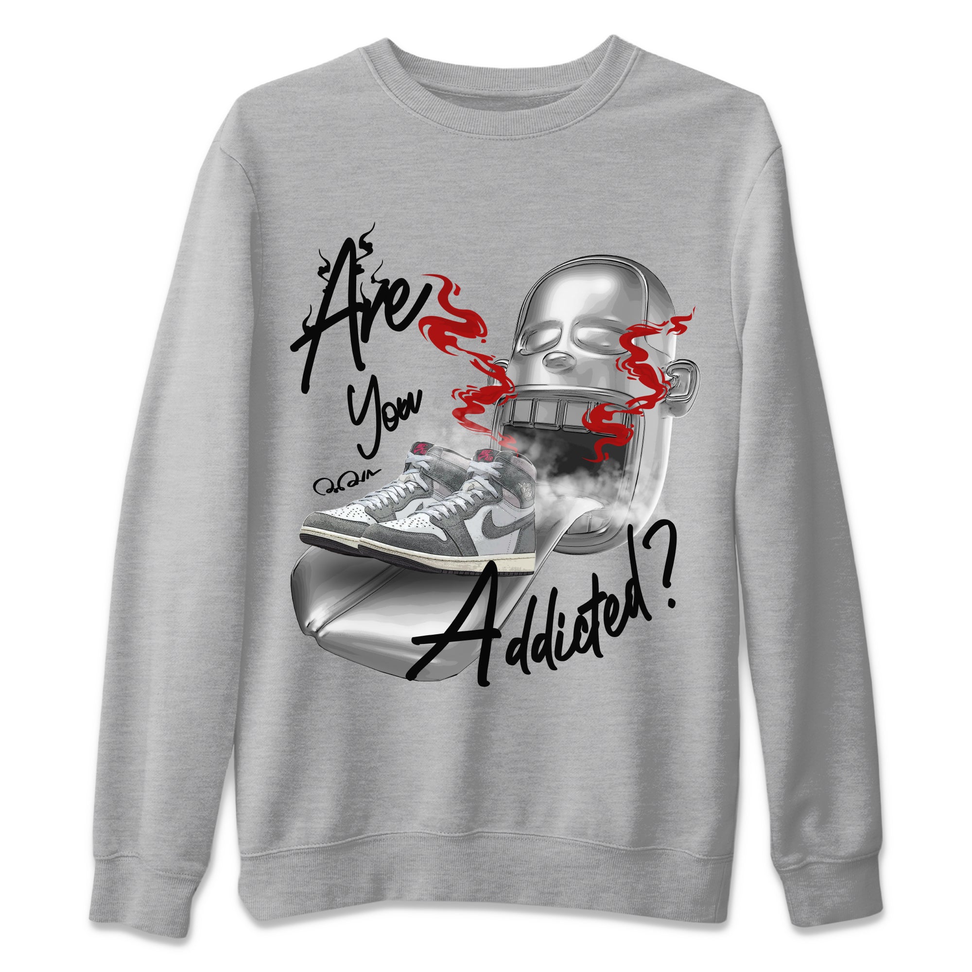 Air Jordan 1 Washed Heritage Sneaker Match Tees Are You Addicted Streetwear Sneaker Shirt AJ1 Washed Heritage Sneaker Release Tees Unisex Shirts Heather Grey 2