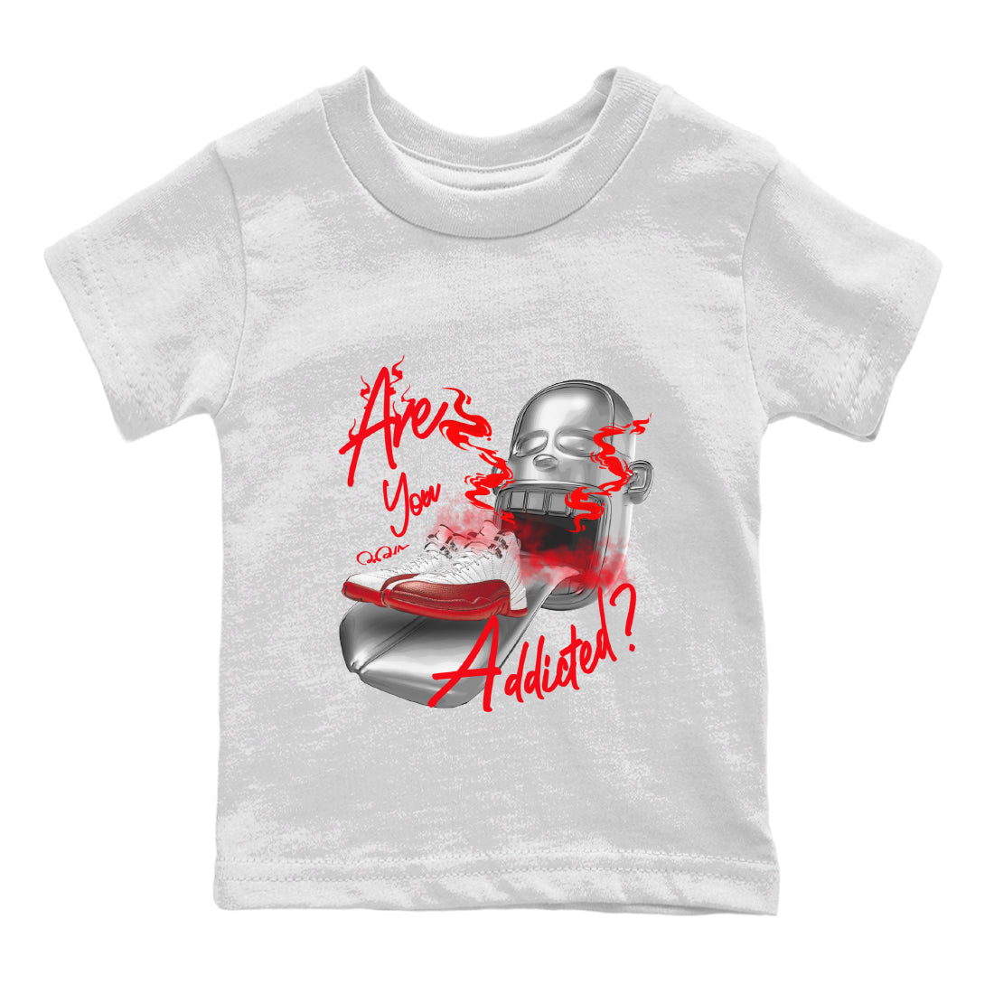 Air Jordan 12 Cherry Sneaker Match Tees Are You Addicted Streetwear Sneaker Shirt AJ12 Cherry Sneaker Release Tees Kids Shirts White 2
