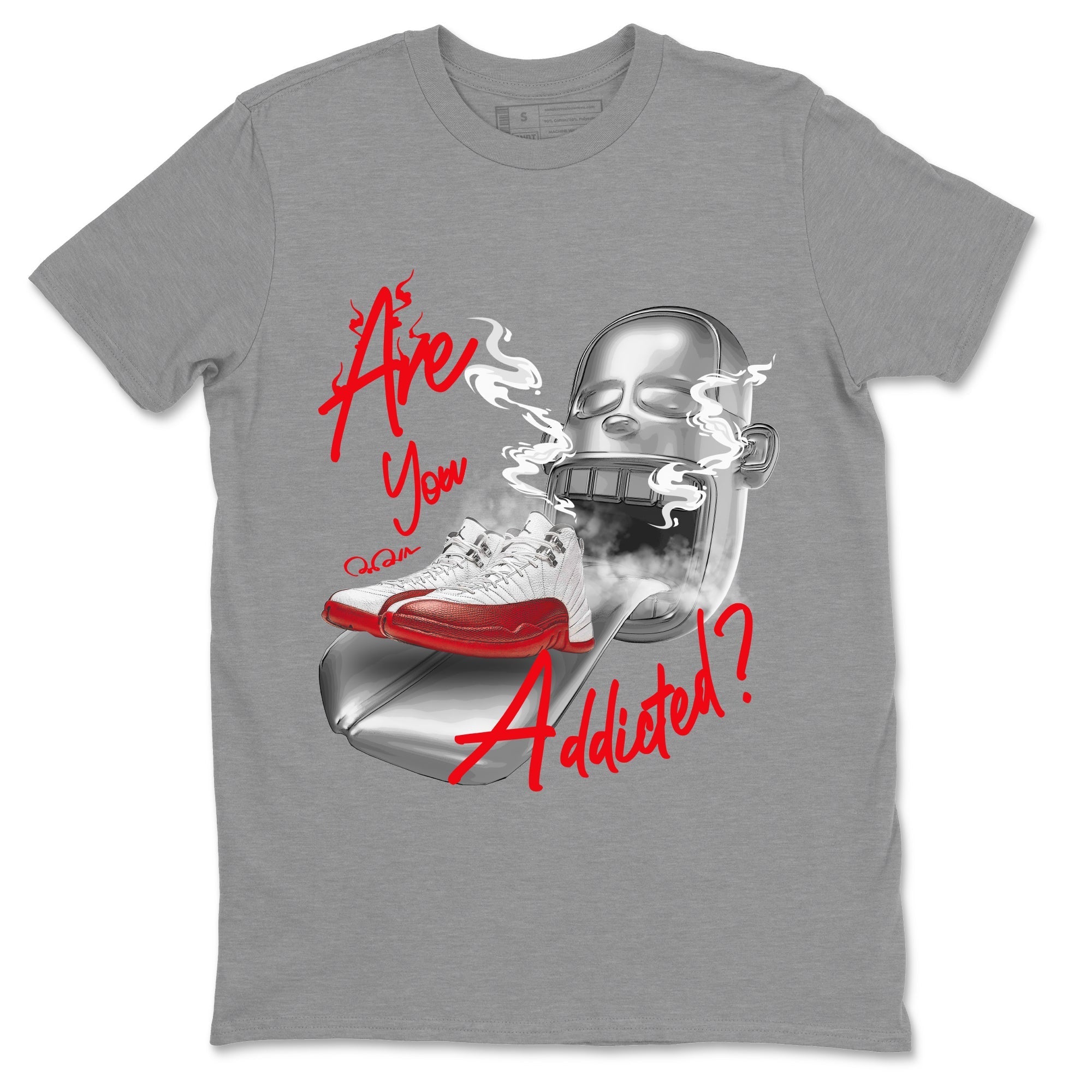 Air Jordan 12 Cherry Sneaker Match Tees Are You Addicted Streetwear Sneaker Shirt AJ12 Cherry Sneaker Release Tees Unisex Shirts Heather Grey 2