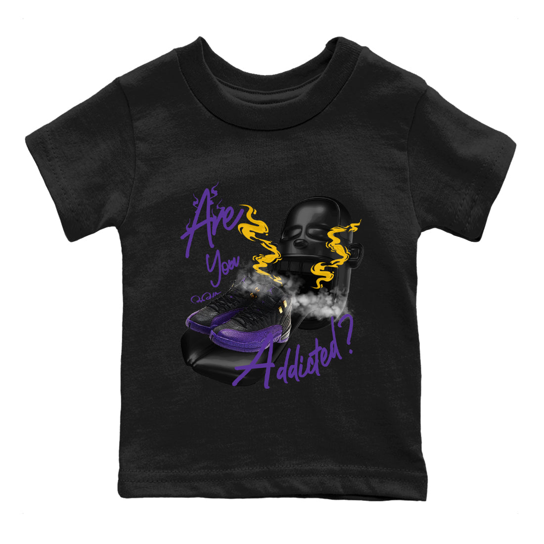 Air Jordan 12 Field Purple Sneaker Match Tees Are You Addicted Streetwear Sneaker Shirt AJ12 Field Purple Sneaker Release Tees Kids Shirts Black 2