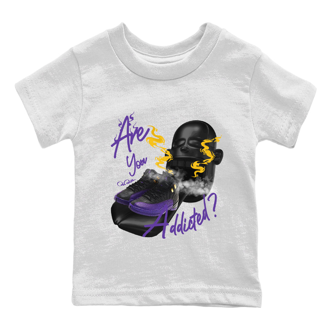 Air Jordan 12 Field Purple Sneaker Match Tees Are You Addicted Streetwear Sneaker Shirt AJ12 Field Purple Sneaker Release Tees Kids Shirts White 2