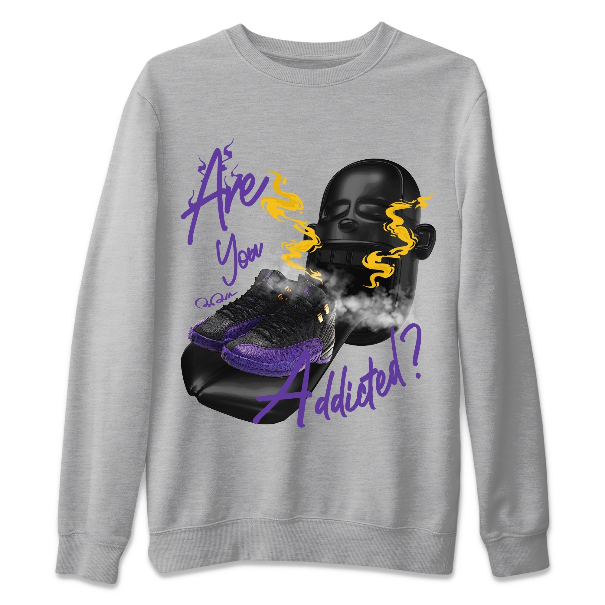 Air Jordan 12 Field Purple Sneaker Match Tees Are You Addicted Streetwear Sneaker Shirt AJ12 Field Purple Sneaker Release Tees Unisex Shirts Heather Grey 2