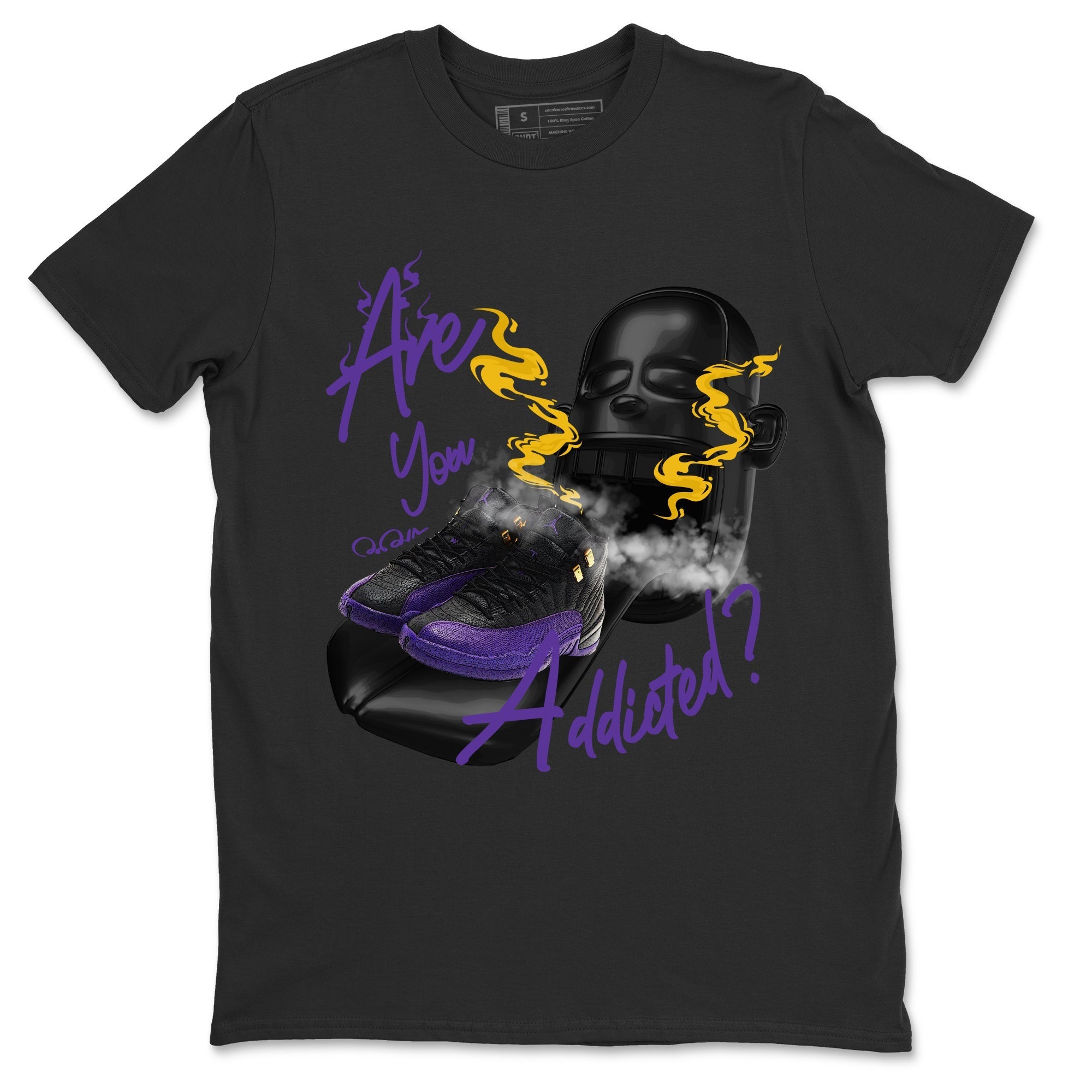 Air Jordan 12 Field Purple Sneaker Match Tees Are You Addicted Streetwear Sneaker Shirt AJ12 Field Purple Sneaker Release Tees Unisex Shirts Black 2