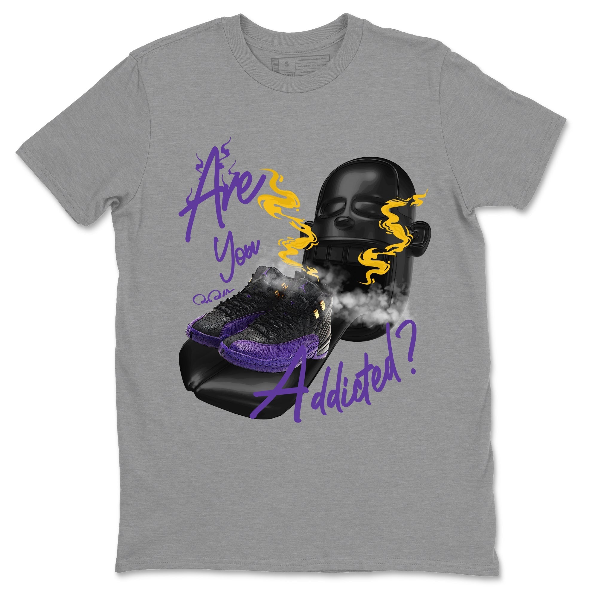 Air Jordan 12 Field Purple Sneaker Match Tees Are You Addicted Streetwear Sneaker Shirt AJ12 Field Purple Sneaker Release Tees Unisex Shirts Heather Grey 2