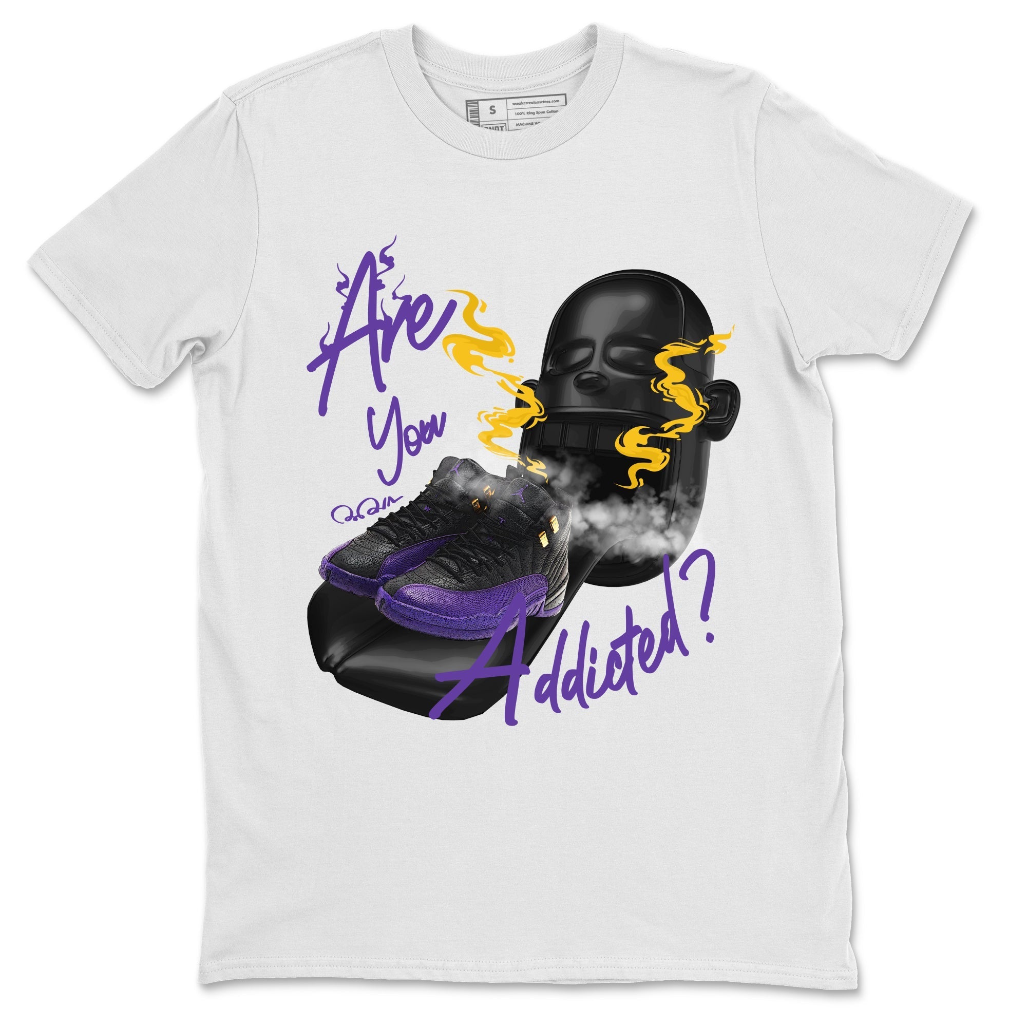 Air Jordan 12 Field Purple Sneaker Match Tees Are You Addicted Streetwear Sneaker Shirt AJ12 Field Purple Sneaker Release Tees Unisex Shirts White 2