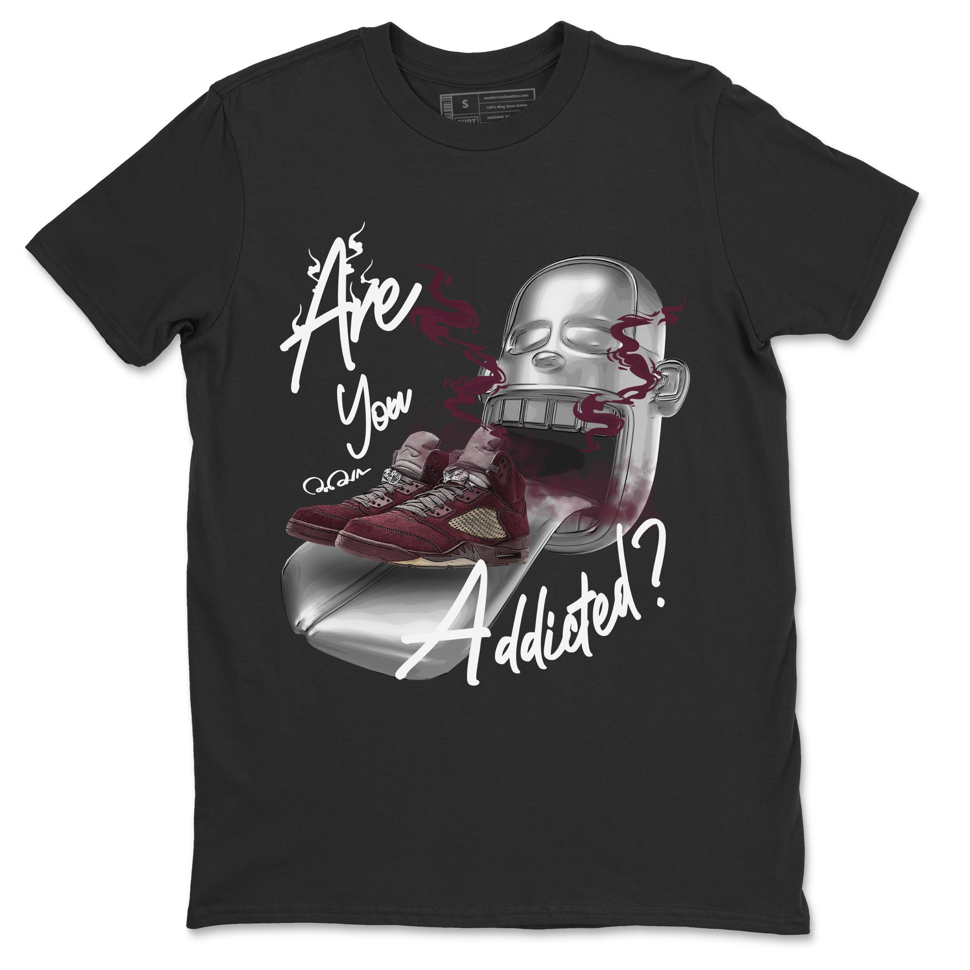 Air Jordan 5 Burgundy Sneaker Match Tees Are You Addicted Streetwear Sneaker Shirt AJ5 Burgundy Sneaker Release Tees Unisex Shirts Black 2