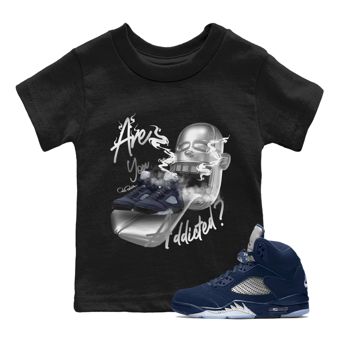 Air Jordan 5 Georgetown Sneaker Match Tees Are You Addicted Streetwear Sneaker Shirt AJ5 Georgetown Sneaker Release Tees Kids Shirts Black 1
