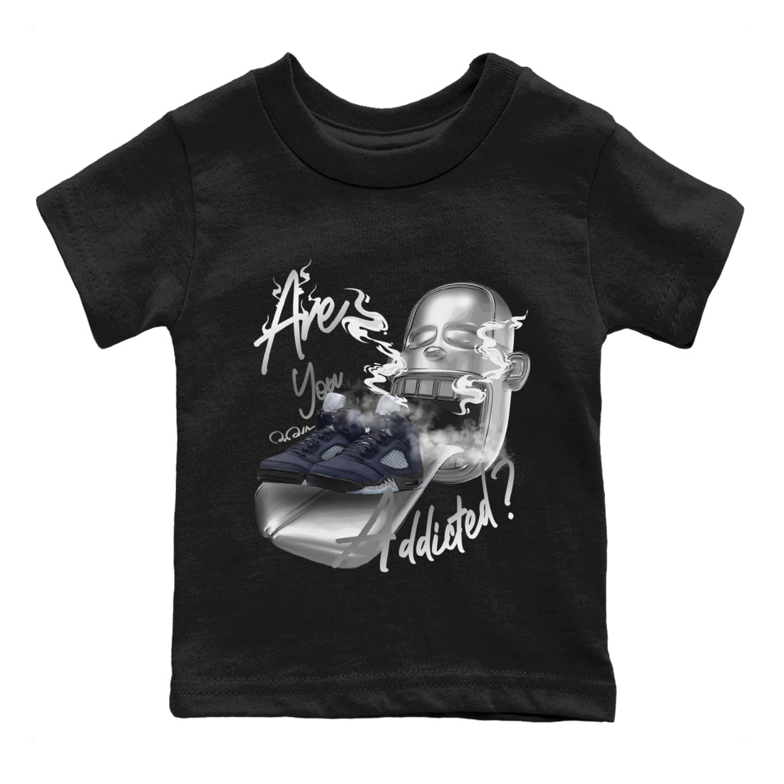 Air Jordan 5 Georgetown Sneaker Match Tees Are You Addicted Streetwear Sneaker Shirt AJ5 Georgetown Sneaker Release Tees Kids Shirts Black 2